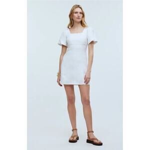 Madewell White Mini Square Neck linen dress 12